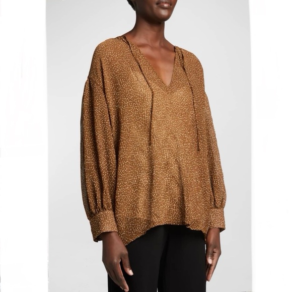 Vince Starry dot shirred-neck blouse - Picture 13 of 13